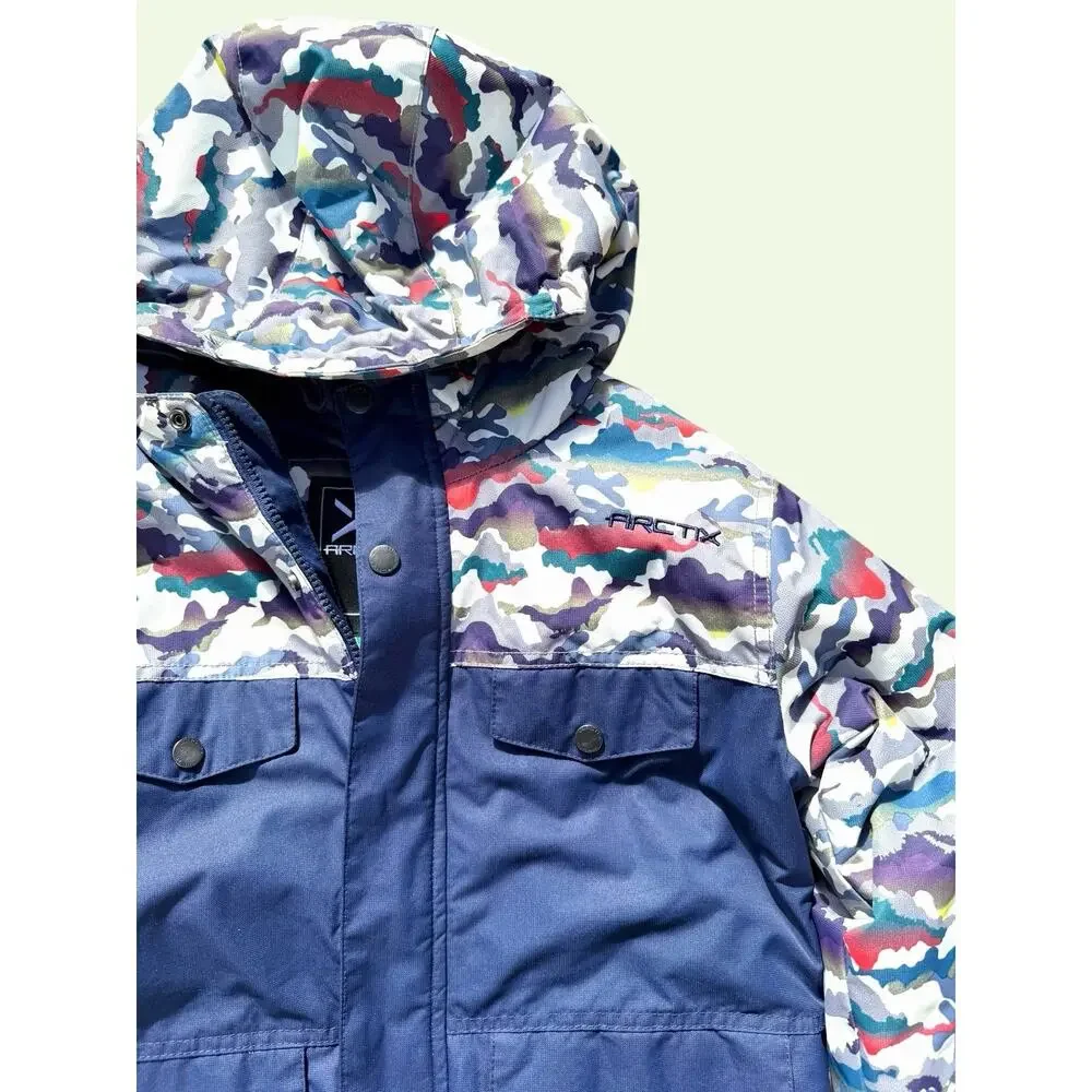 Arctix Kids‎ L (14/16) Slalom Insulated Winter Ski Jacket Hooded Navy/Camo Print